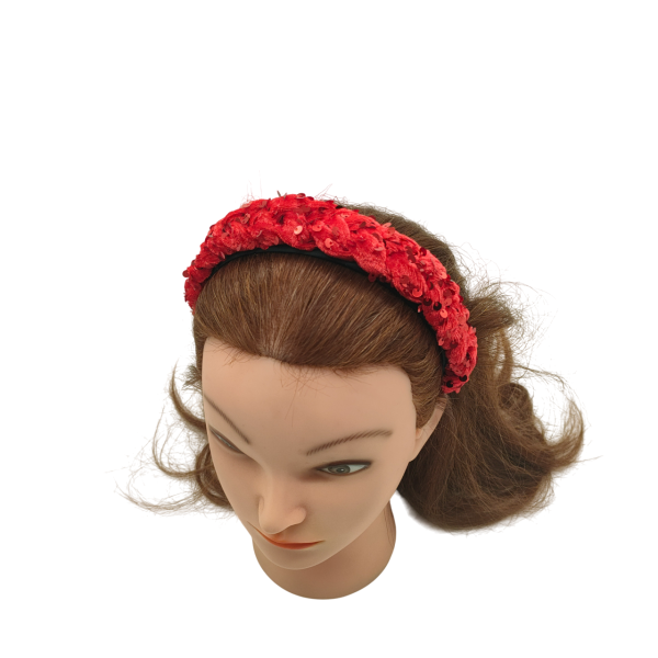 diadeem rood kerst pailletten handgemaakt