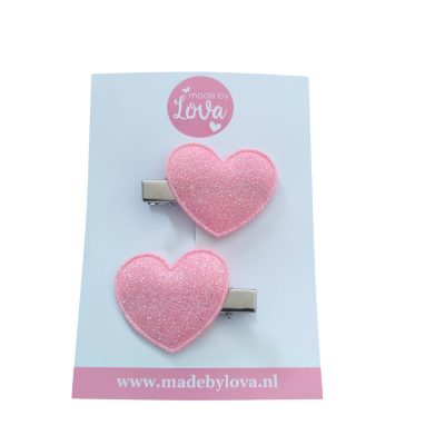 haarspeldjes glitterhart roze