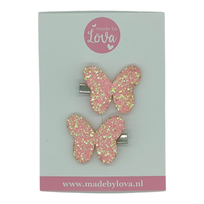 alligator haarspeldjes vlinders lichtroze