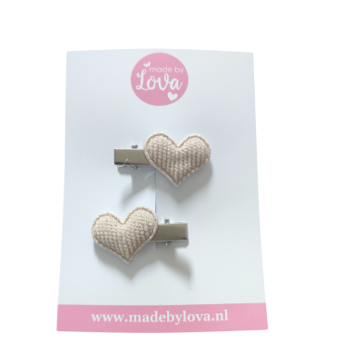 zandkleur hartjes haarspeldjes