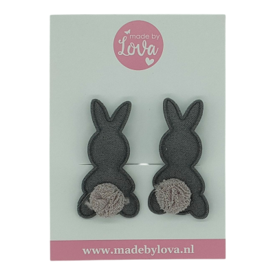 haarspeldjes konijntjes grijs pasen