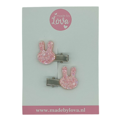 haarspeldjes glitter konijntjes roze