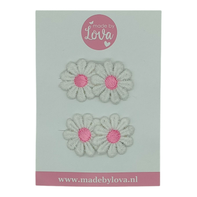 haarspeldjes bloemen wit roze antislip