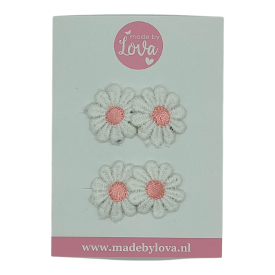 antislip haarspeldjes bloemen wit roze