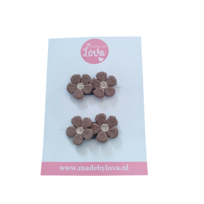 haarspeldjes anti slip bloemetjes bruin meisjes