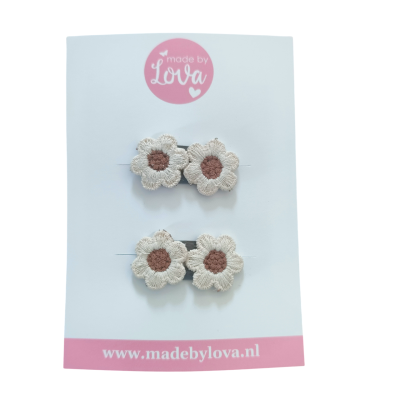 bloemetjes ecru haarspeldjes antislip meisjes, baby