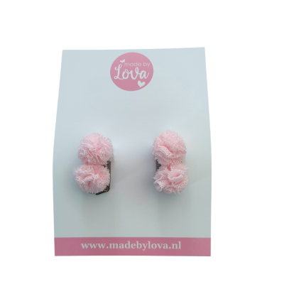 antislip haarspeldjes pompom lichtroze fluffy
