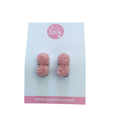 antislip haarspeldjes oudroze fluffy pompoms