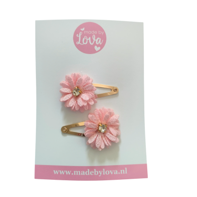 haarspeldjes bloemetje blingbling lichtroze