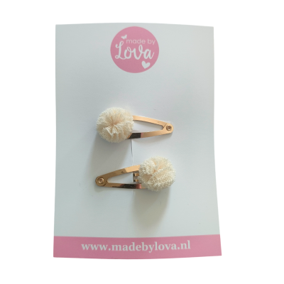 klikklak haarspeldjes pompom ecru