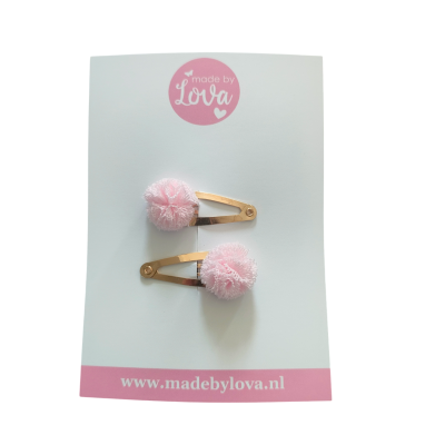 klikklak haarspeldjes roze pompom