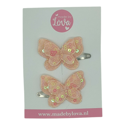 haarspeldjes vlinders glitter perzik