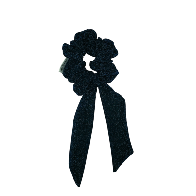 scrunchie met strik glitter blauw