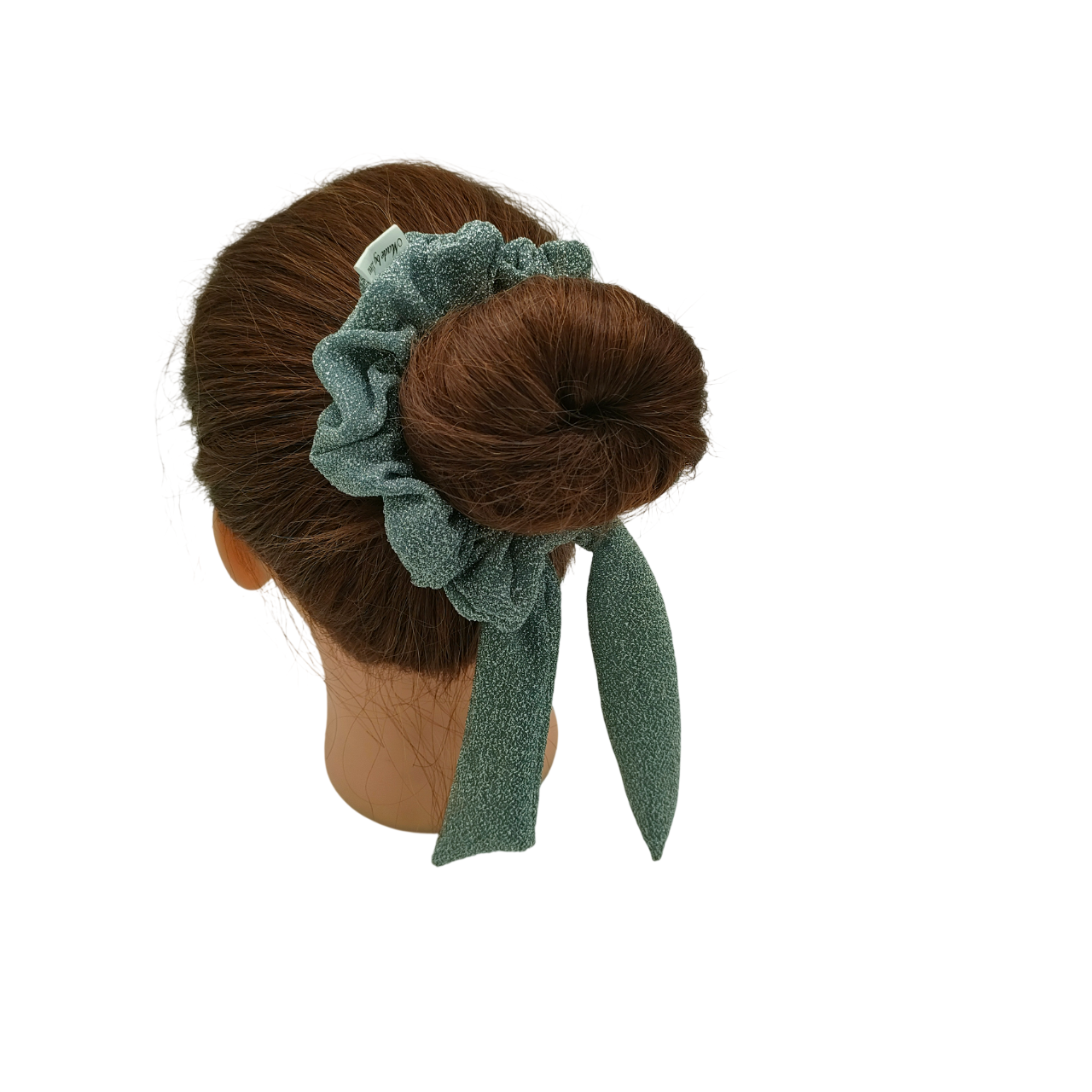 scrunchie met strik zilver glitters
