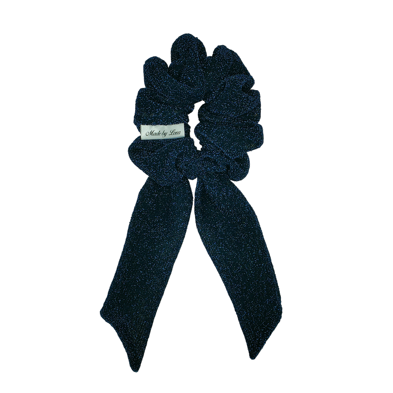 glitter scrunchie met strik blauw