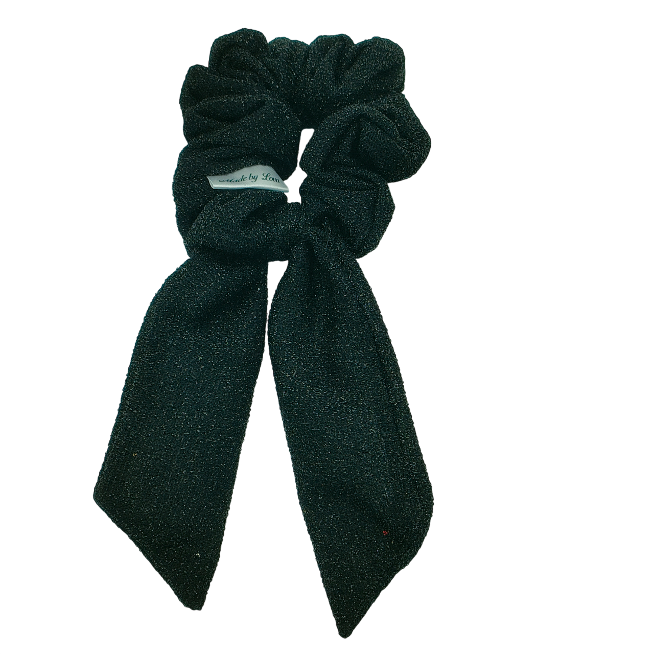 glitter scrunchie met strik zwart
