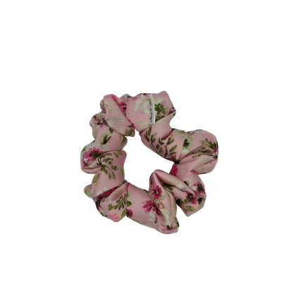 oudroze bloemen scrunchie satijn