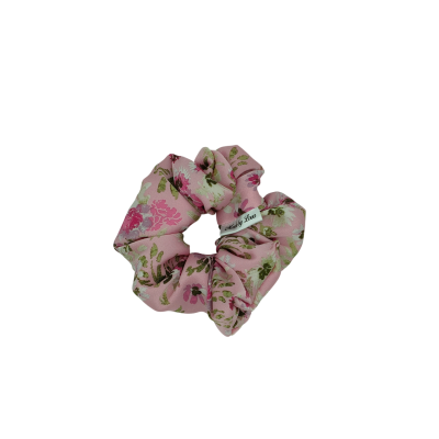 oudroze bloemen scrunchie satijn