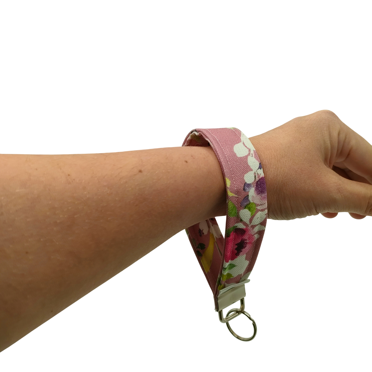 Sleutelhanger / telefoonkoord bloemen oudroze