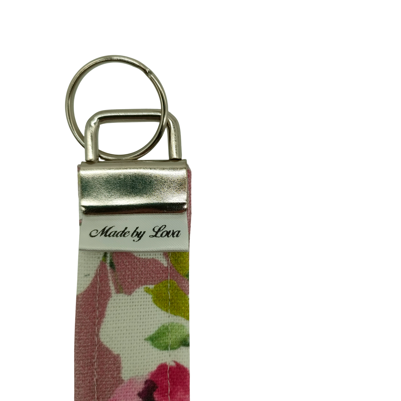 Sleutelhanger / telefoonkoord bloemen oudroze