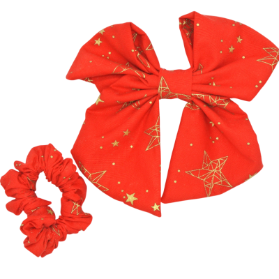 haarstrik en scrunchie rood goud, feestdagen