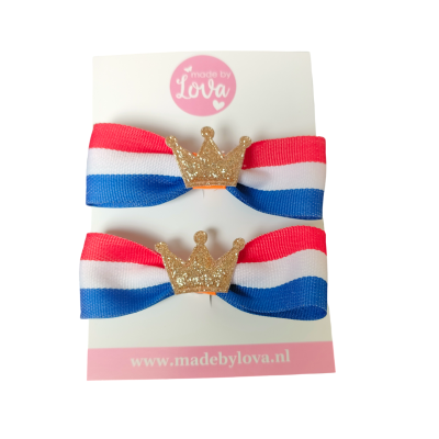 haarstrikjes koningsdag goud rood wit blauw glitter